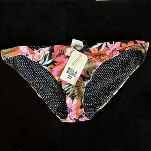 Billabong Floral Bikini Bottom - Black and Pink